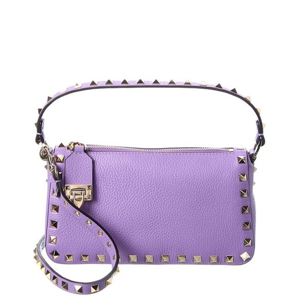 Valentino Handbags - Valentino Rockstud Small Grainy Leather Crossbody, Purple